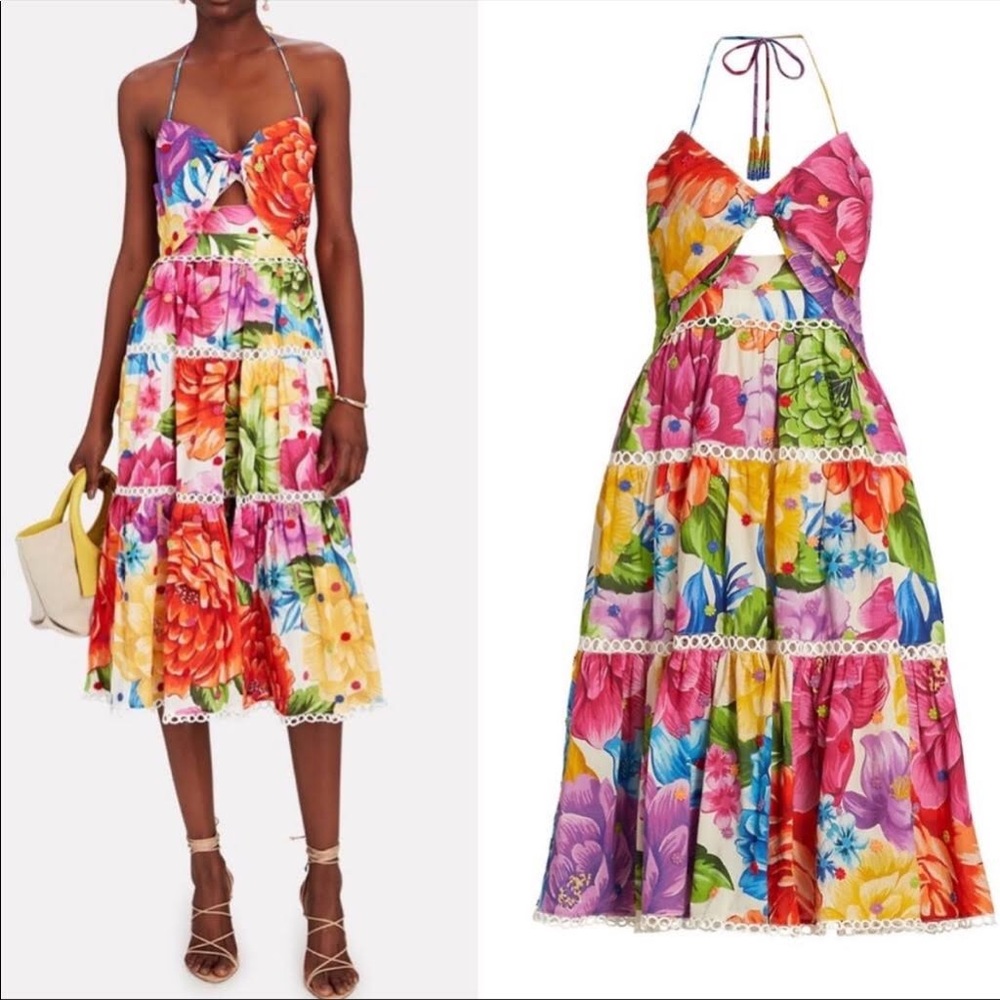 🎉HP🎉 FARM Rio Rainbow Chita flower midi dress - Picture 4 of 13